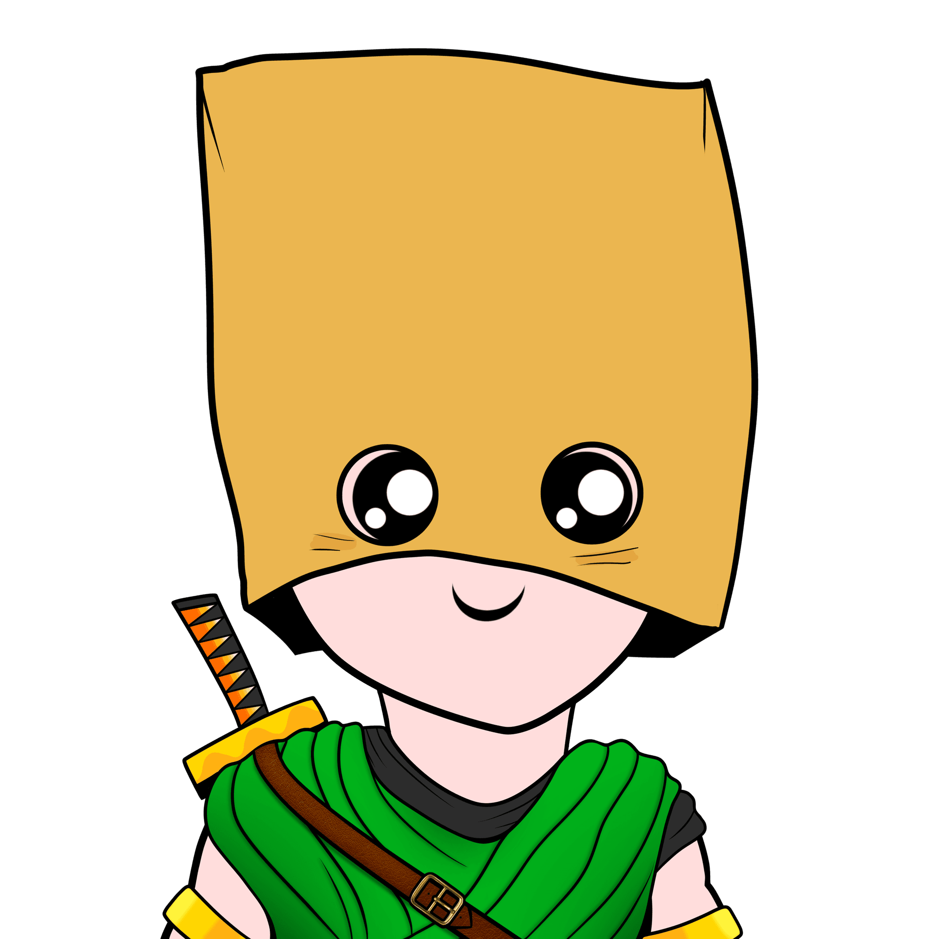 a cute soldier with a bag on his head, blinking every so often